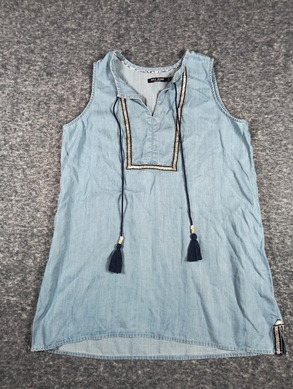 Max Jeans chambray sleeveless long tank top, women's xs